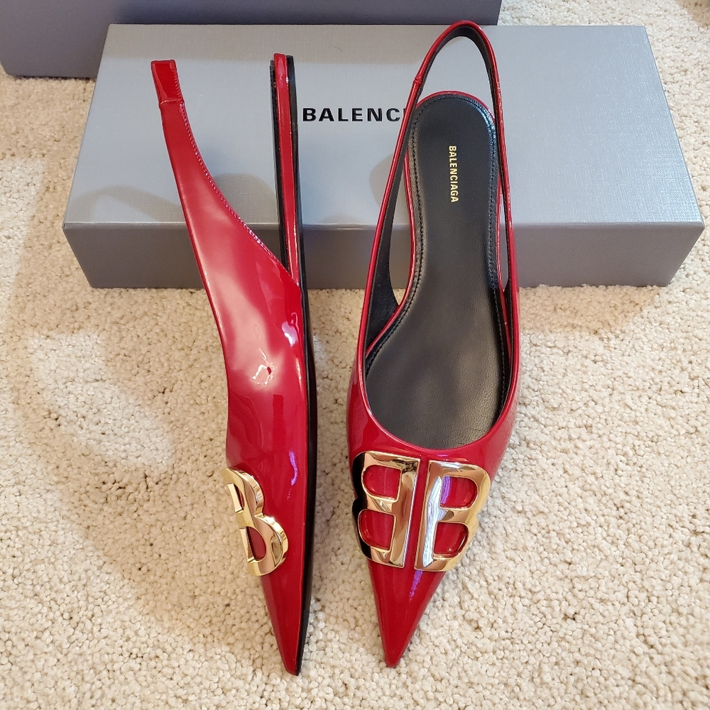 Balenciaga Knife Patent Flat Slingback - Picture 2 of 4